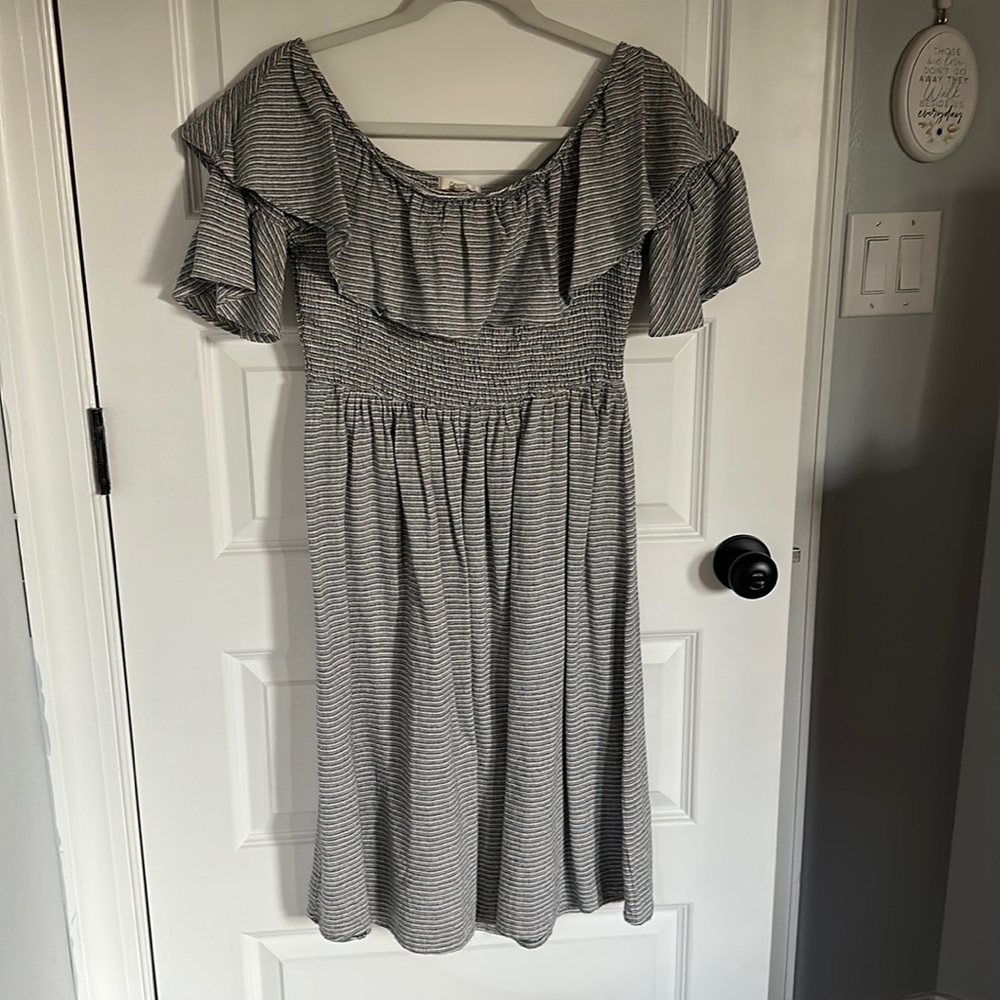 Off the shoulder peasant style dress.